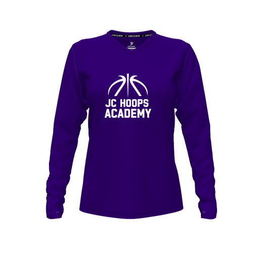 [FTLVCFPP-FYXS-LOGO2] Decker Comfort T-Shirt (Female Youth XS, Purple, V Neck, Logo 2, Long Sleeve)